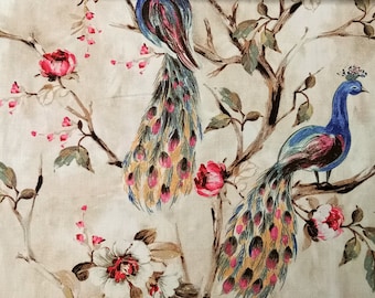I Love Peacocks 100% Cotton Spun Fabric By The Yard, Curtain Fabric, Upholstery Fabric, Curtain And Drapery Fabric, Window Treatment Fabric