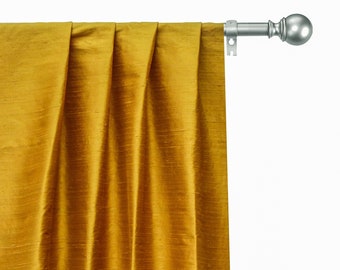 Golden Yellow 100% Pure Silk Dupioni Curtain Panels (Rod Pocket, Grommet, Box Pleat, Three Pinch Pleat, Tab Top and Plain Ring Top)