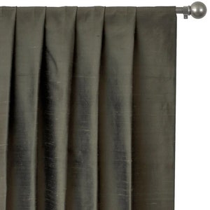 Taupe Green 100% Pure Silk Dupioni Curtain Panels (Rod Pocket, Grommet, Box Pleat, Three Pinch Pleat, Tab Top and Plain Ring Top)