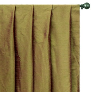 Green And Orange Art Silk Curtain Panels, Faux Silk Curtains (Rod Pocket, Grommet, Box Pleat, Three Pinch Pleat, Tab Top, Plain Ring Top)