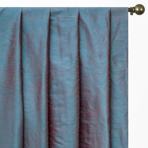 Blue And Red Art Silk Curtain Panels, Faux Silk Curtains (Rod Pocket, Grommet, Box Pleat, Three Pinch Pleat, Tab Top And Plain Ring Top)