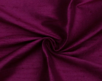 Burgundy 100% Pure Silk Fabric by the Yard, 41 inch Pure Dupioni Silk Fabric, Wholesale Slub Silk fabric for Drapes, Curtains, Bridal Dress