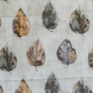 Vintage Leaves Printed Fabric By The Yard / Metre, Curtain Upholstery Fabric, Curtain Drapery Fabric, Window Treatment Fabric, Digital Print