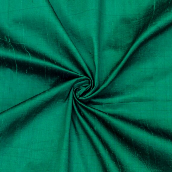 Dark Peacock Green Silk Fabric by the Yard Silk Fabric Silk Etsy
