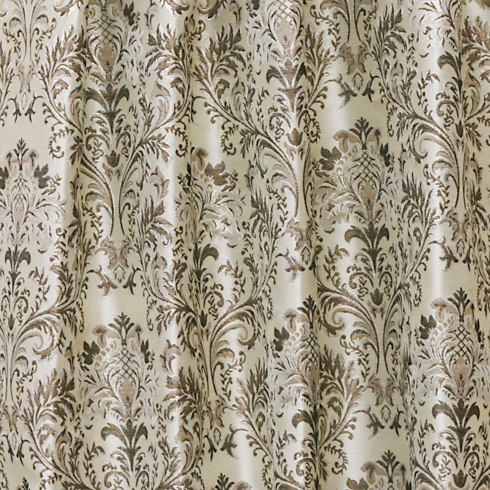 Brown & Silver Damask Fabric by the Yard Jacquard Fabric Etsy