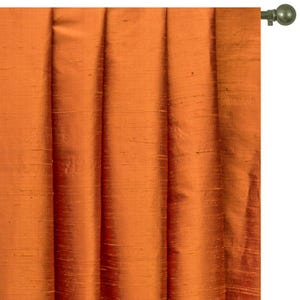 Saffron Orange 100% Pure Silk Dupioni Curtain Panels (Rod Pocket, Grommet, Box Pleat, Three Pinch Pleat, Tab Top and Plain Ring Top)