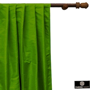 Grass Green Silk Dupioni Curtain Panels (Rod Pocket, Grommet, Box Pleat, Three Pinch Pleat, Tab Top and Plain Ring Top)