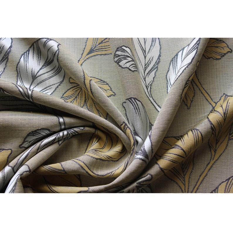 Mustard Yellow N Pearl Leaves Curtain Fabric Upholstery Fabric Etsy