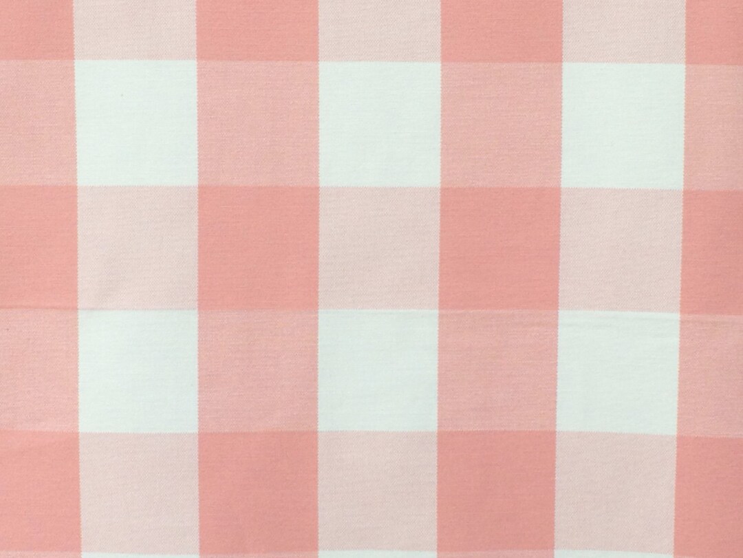 Peach and Ivory Gingham Checks Cotton Fabric by the Yard, Upholstery