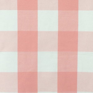 Peach And Ivory Gingham Checks Cotton Fabric By The Yard / Metre, Upholstery Fabric, Drapery Fabric, Shower Curtain Fabric, Wholesale Fabric