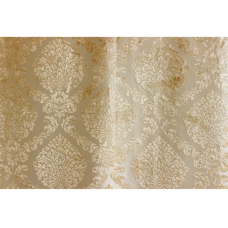 Light Gold N Ivory Damask Grommet Blackout Lined Curtain in Etsy