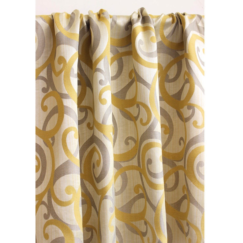 Yellow /& Grey Scrolls Grommet Blackout Lined Curtain in Jacquard Weave Fabric Decor and Housewares Window Treatment Drapes Panels