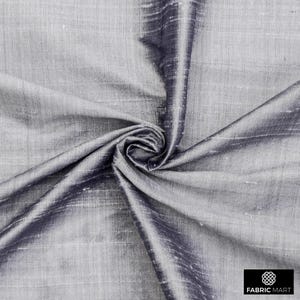 Silver Gray 100% Pure Silk Fabric By The Yard / Metre, 41 inch Pure Dupioni Silk Fabric, Luxurious Slubbed Silk fabric for Drapes, Curtains