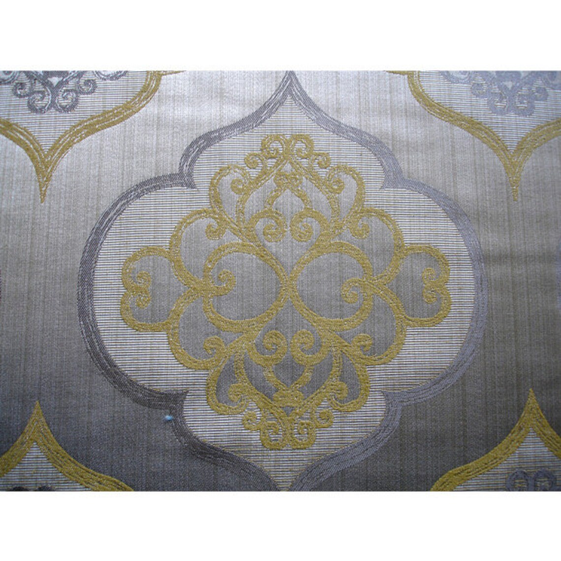 Geometric Light Gold Damask Curtain Fabric Upholstery Fabric Etsy