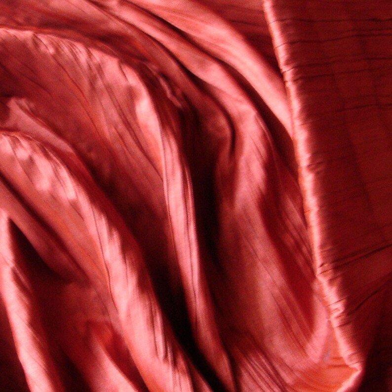 Rust Crushed Faux Silk Fabric by the Yard Faux Silk Curtain Etsy