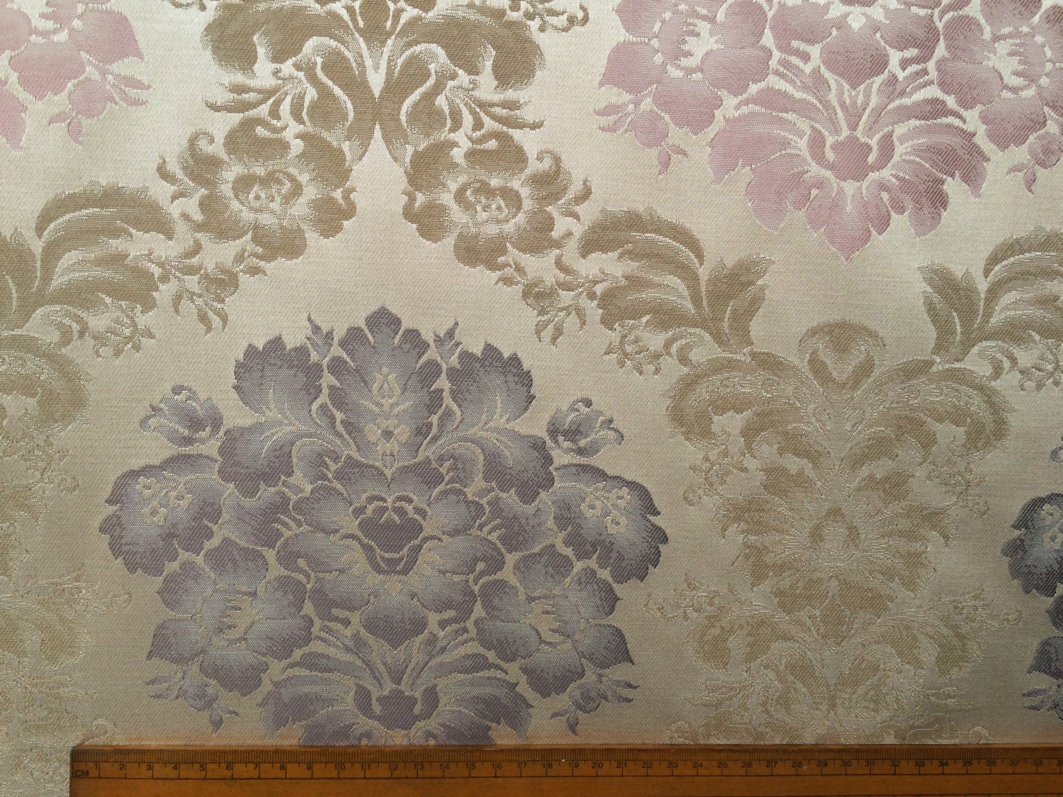 Grey and Pink Floral Damask Curtain Fabric by the Yard Etsy India