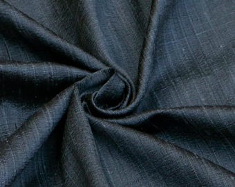 Midnight Blue Silk Fabric By The Yard / Metre, 41 inch Midnight Blue Dupioni Silk Fabric, Wholesale Slub Silk fabric for Upholstery, Curtain