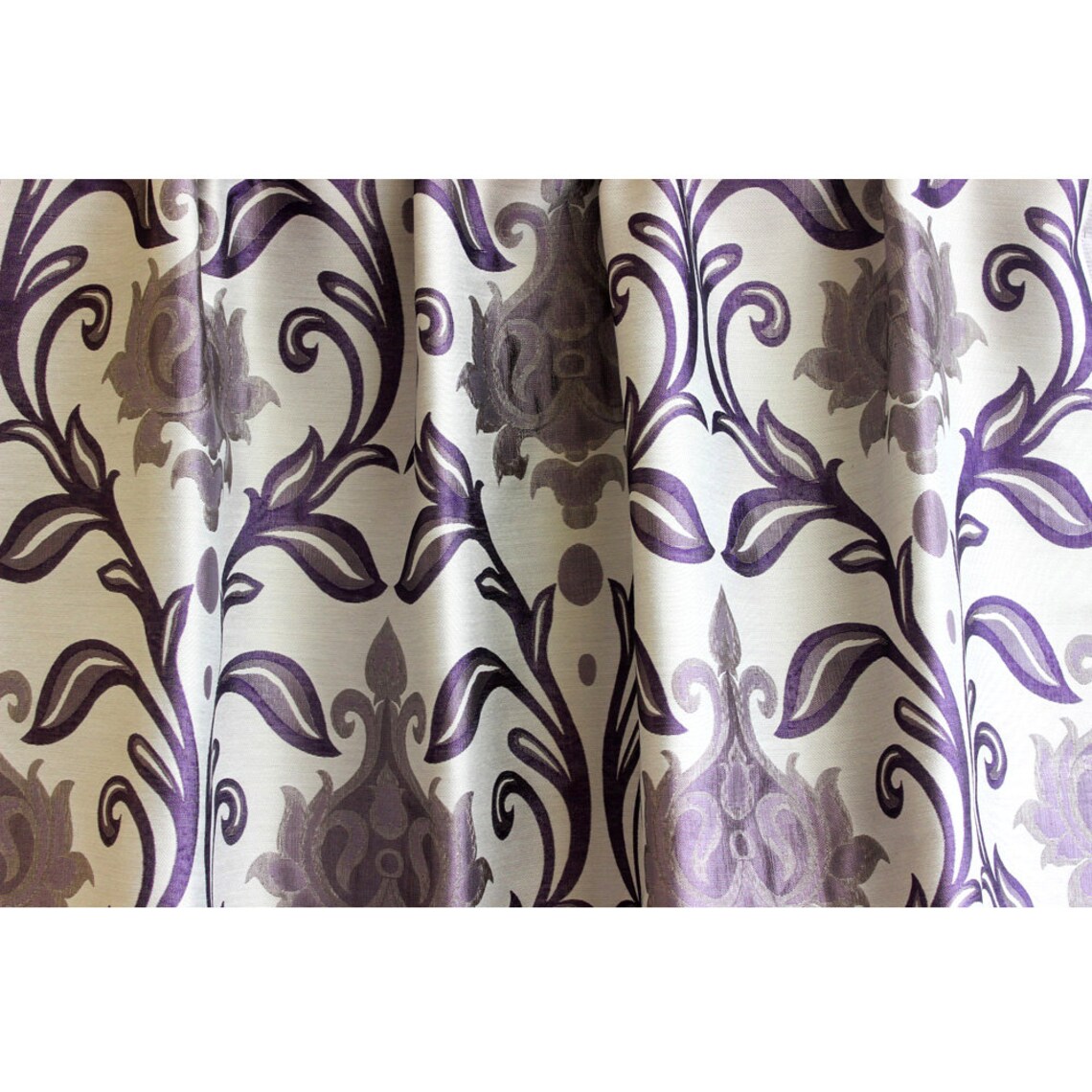 Purple Taj Damask Curtain 52x84 Rod Pocket Curtain Etsy