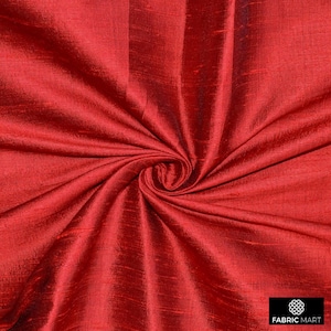 Deep Red 100% Pure Silk Fabric By The Yard / Metre, 41 inch Pure Dupioni Silk Fabric, Wholesale Slub Silk fabric for Drapes, Curtain, Bridal