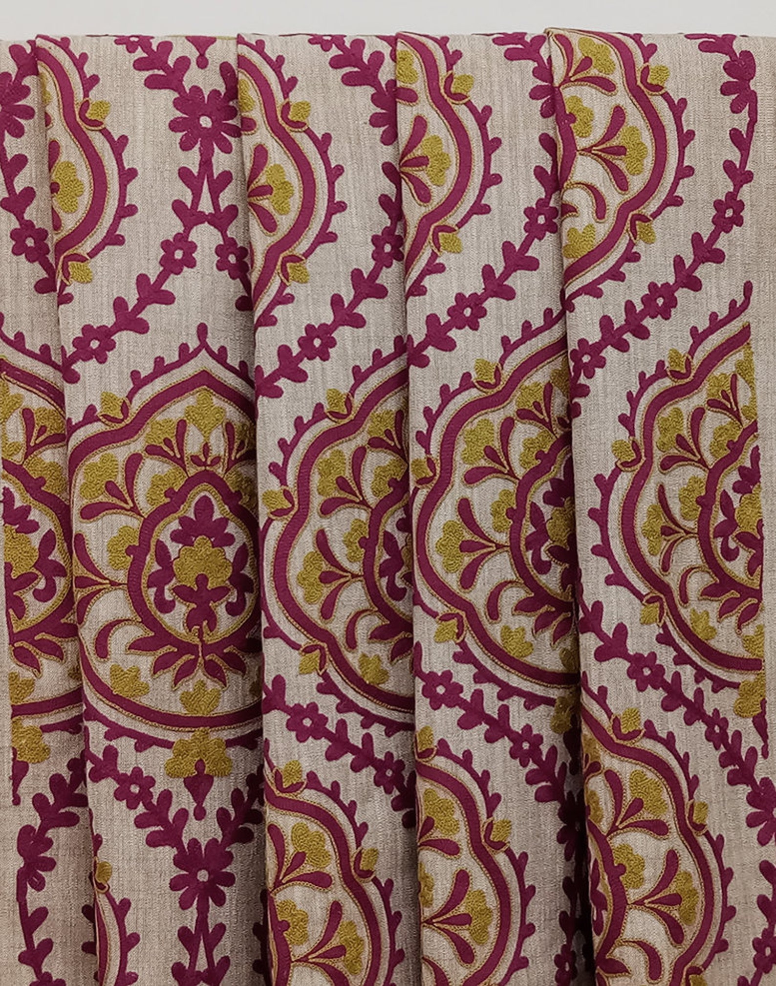 Lime Green and Fuchsia Pink Damask Curtain Fabric by the Yard Etsy