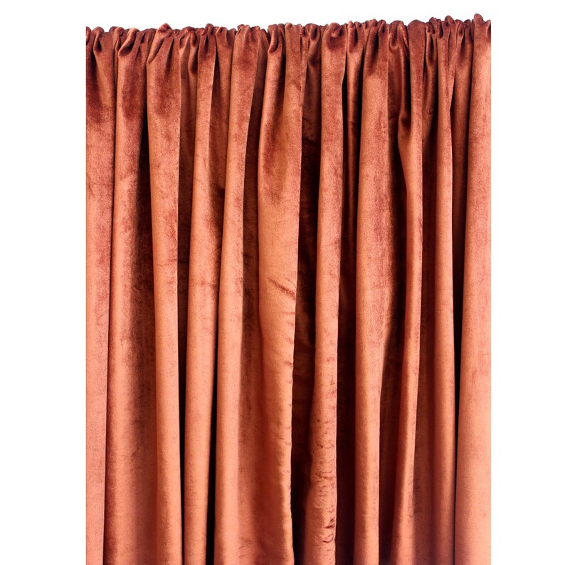 Rust Velvet Curtain 52x84 Rod Pocket Curtain Panel Etsy