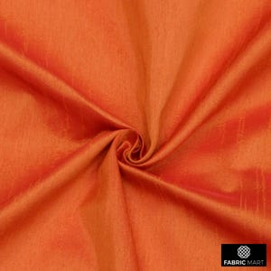 Orange Art Silk Fabric By The Yard / Metre, Faux Silk Curtain Fabric, Dress Fabric, Wholesale Art Silk Fabric, Slub Faux Silk Fabric
