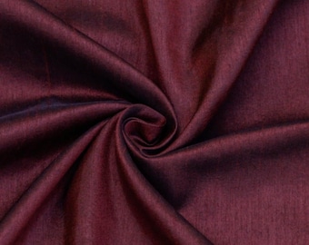Dark Maroon Art Silk Fabric By The Yard / Metre, Faux Silk Curtain Fabric, Dress Fabric, Wholesale Art Silk Fabric, Slub Faux Silk Fabric