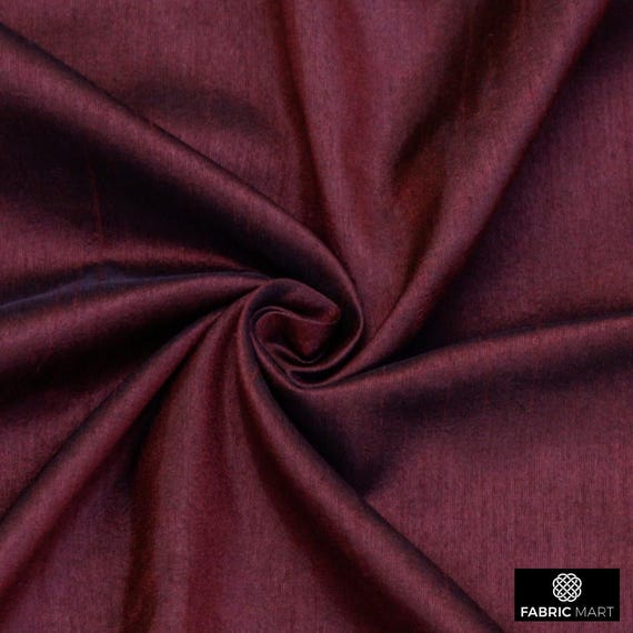 Dark Maroon Art Silk Fabric By The Yard / Metre, Faux Silk Curtain Fabric, Dress Fabric, Wholesale Art Silk Fabric, Slub Faux Silk Fabric