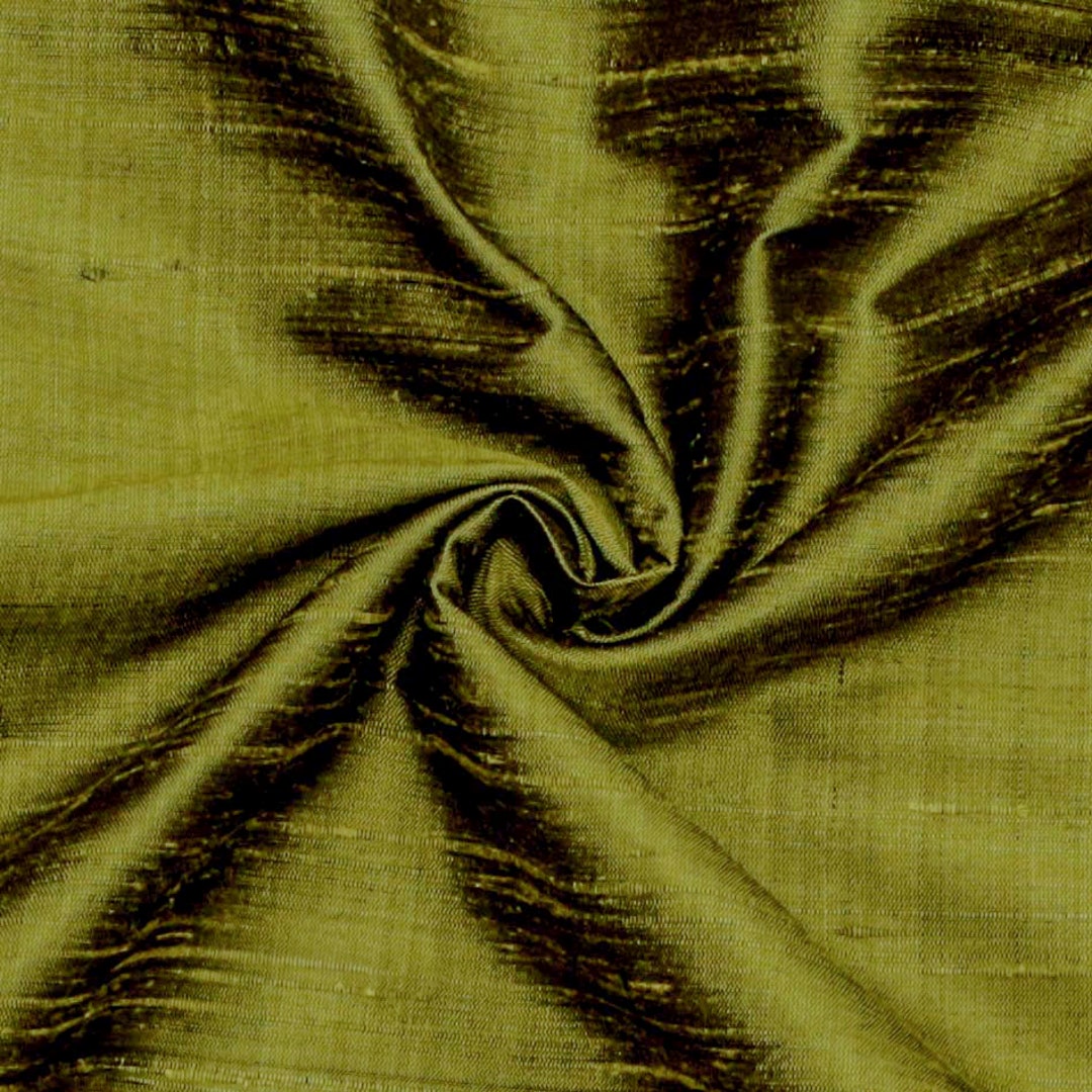 Olive Green 100 Pure Silk Fabric by the Yard, 41 Inch Pure Silk