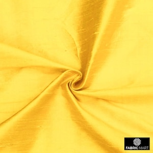 Bright Yellow 100% Pure Silk Fabric By The Yard / Metre, 41 inch Pure Silk Dupioni Fabric, Wholesale Slub Silk fabric for Drapes, Curtains
