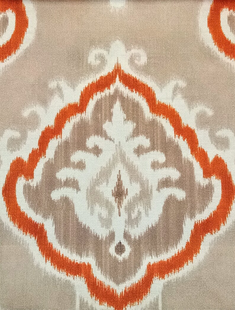 Orange Moroccan Damask Curtain Fabric By The Yard Upholstery Etsy