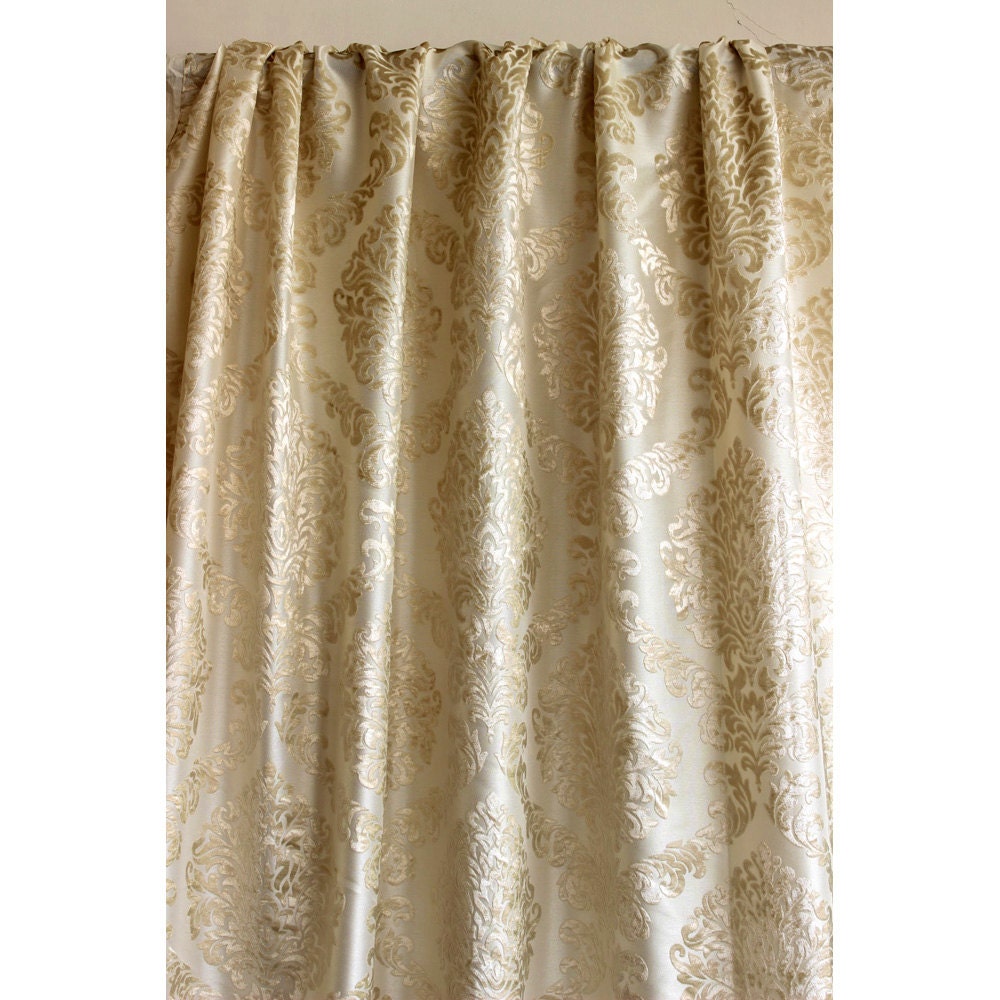 Light Gold N Ivory Damask Burnout Velvet Curtain | Etsy