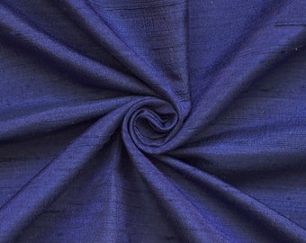 Dark Blue Silk Fabric by the Yard, 41 inch Dark Blue Dupioni Silk Fabric, Wholesale Slub Silk weave fabric for Curtain, Drapes, Bridal Dress