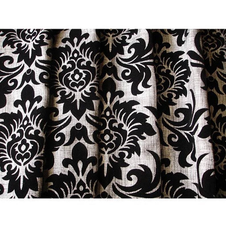Flocking Damask Silver Burlap Jute Fabric With Black Velvet Etsy