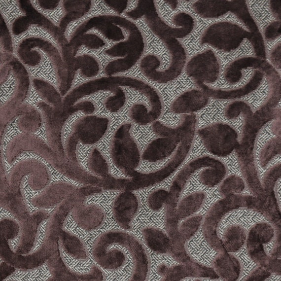Brown Velvet Flower Fabric by the Yard Jacquard Velvet 