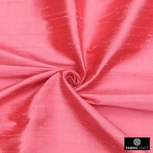 Coral Pink 100% Pure Silk Fabric By The Yard / Metre, 41 inch Pure Dupioni Silk Fabric, Wholesale Slubbed Silk fabric for Dresses, Curtains