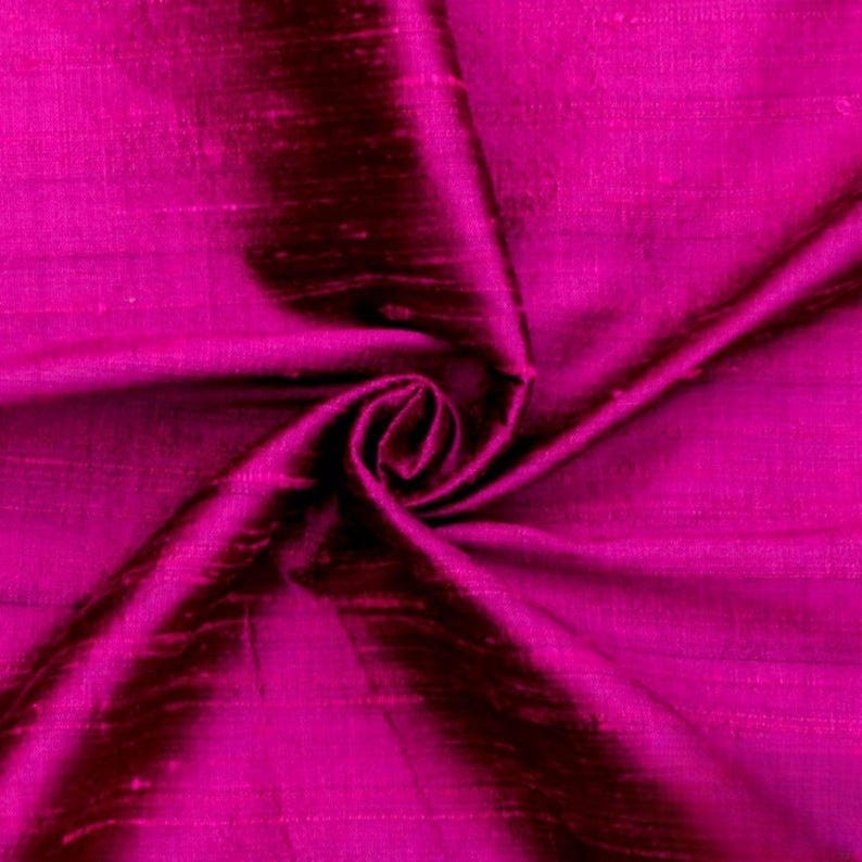Dark Fuchsia Pink 100% Pure Silk Fabric By The Yard / Metre, 41 inch Pure Dupioni Silk Fabric, Lustrous Silk fabric for Dresses, Curtains image 12