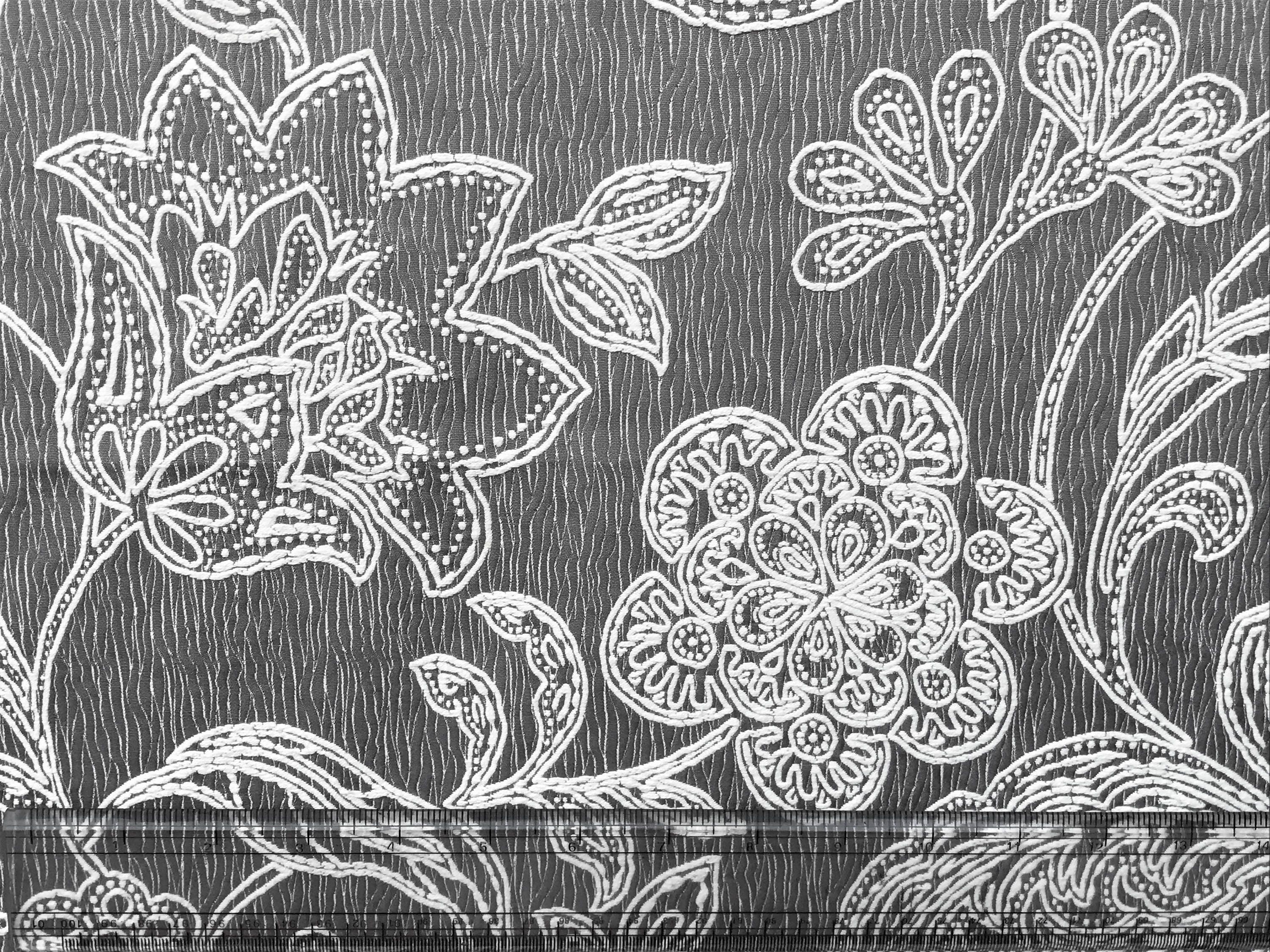 Gray & Ivory Floral Curtain Fabric by the Yard Upholstery Etsy