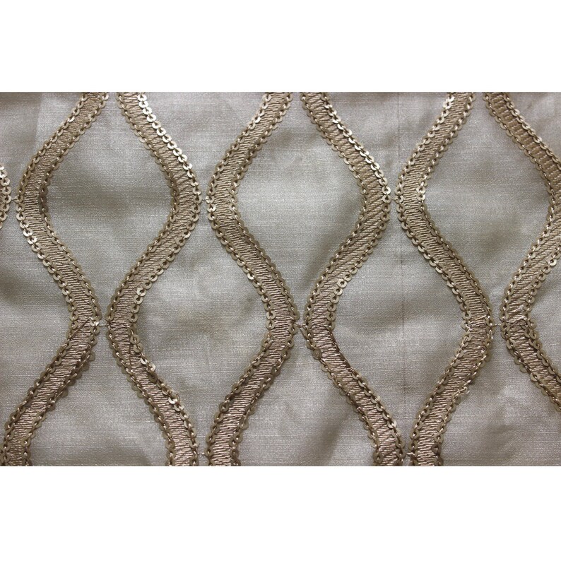 Sequins Scallop Stitch Embroidery Sheer Curtain Fabric Panels Etsy