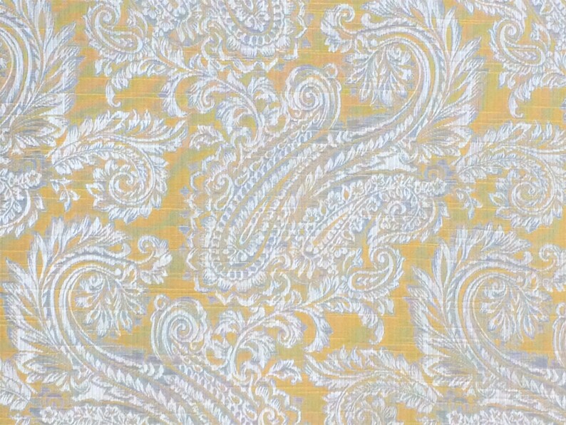 Yellow and Grey Paisleys Curtain Fabric by the Yard Upholstery Etsy