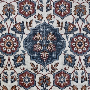 Blue Mandala Printed Fabric By The Yard / Metre, Geometric Fabric, Arabic Fabric, Curtain And Drapery Fabric, Window Treatment Fabric