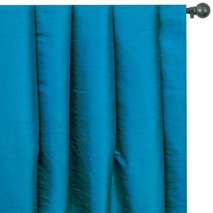 Turquoise Blue 100% Pure Silk Dupioni Curtain Panels (Rod Pocket, Grommet, Box Pleat, Three Pinch Pleat, Tab Top and Plain Ring Top)