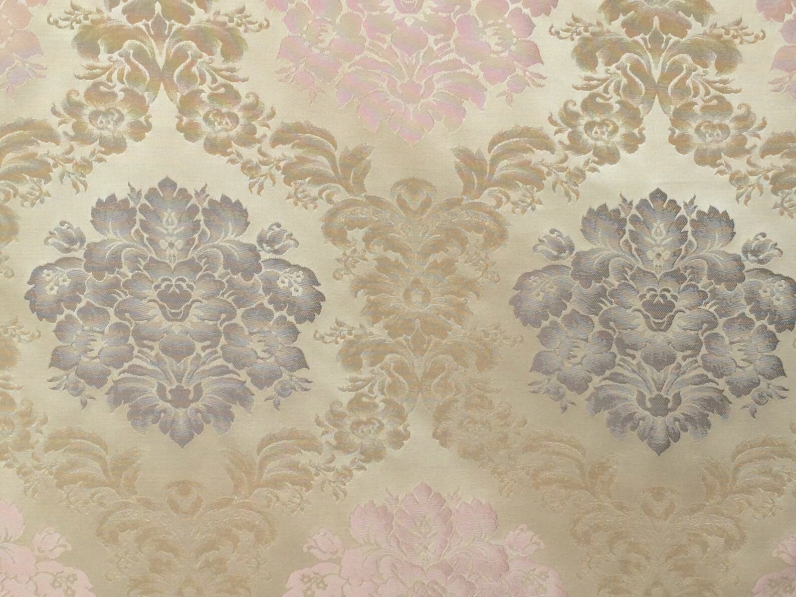 Grey and Pink Floral Damask Curtain Fabric by the Yard Etsy India