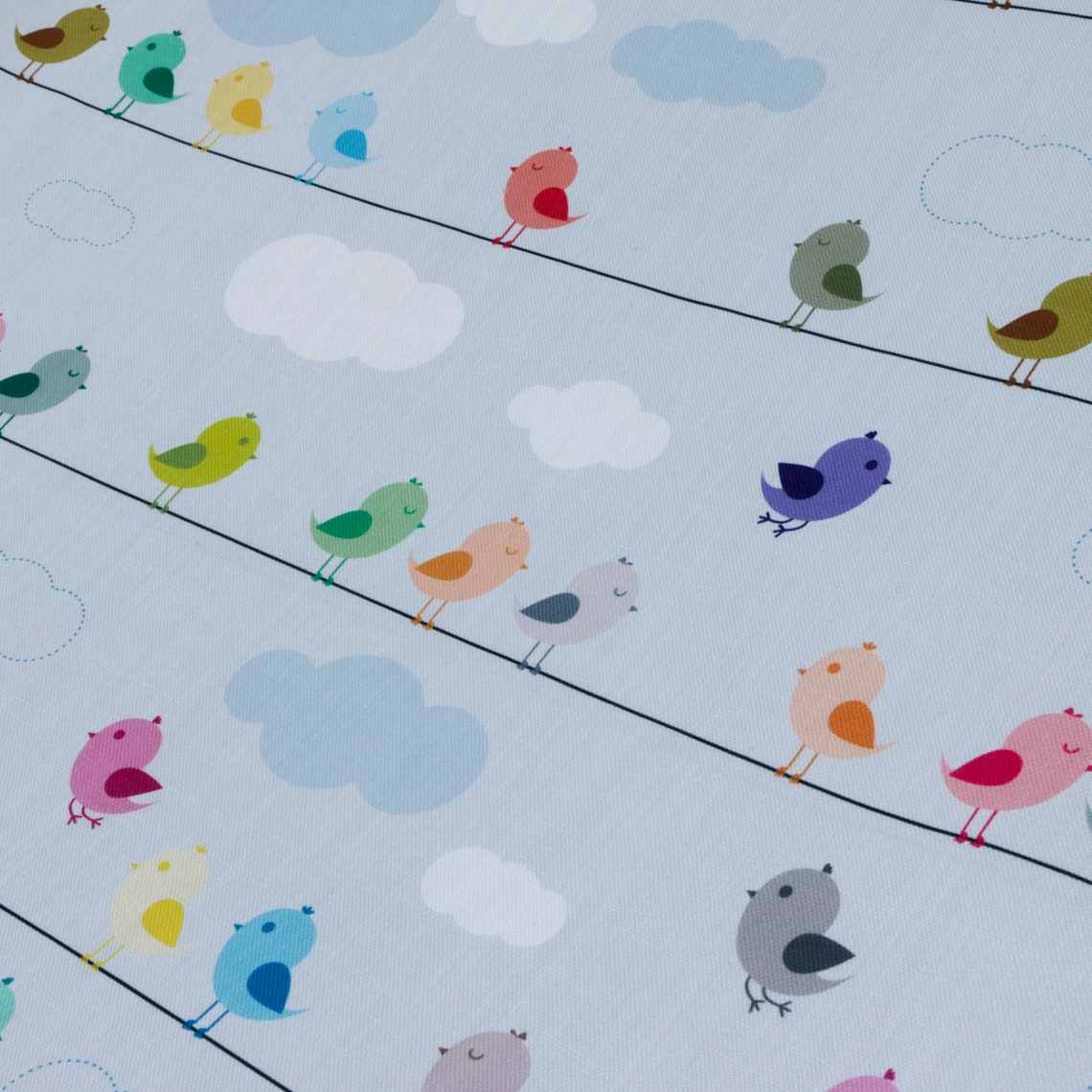 Cute Birds Kids Printed Cotton Fabric by the Yardlight Blue - Etsy India