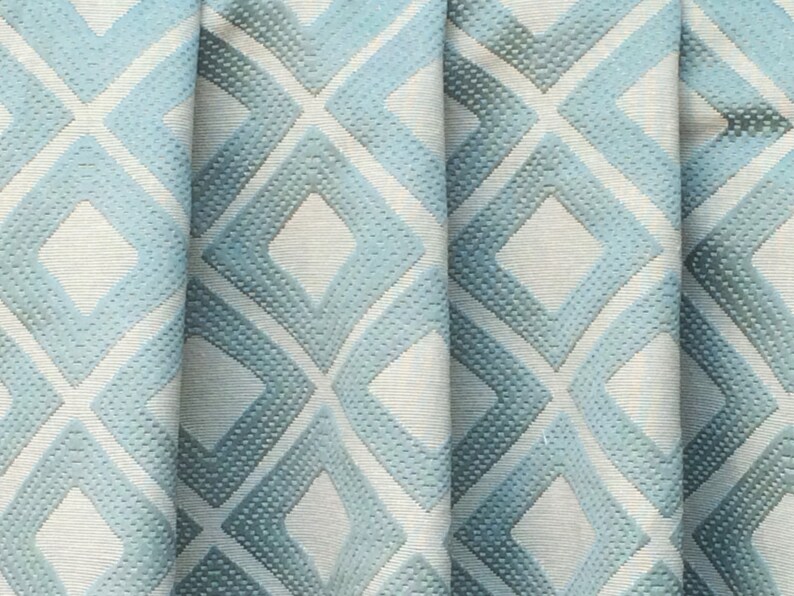 Teal Diamonds Curtain Fabric By The Yard Upholstery Fabric Etsy
