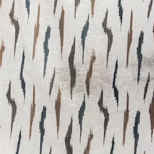 Artistic Sheer Curtain Fabric By The Yard / Metre, Linen Look Curtain Fabric, Drapery, Ivory Curtain Fabric, Embroidered Curtain Fabric