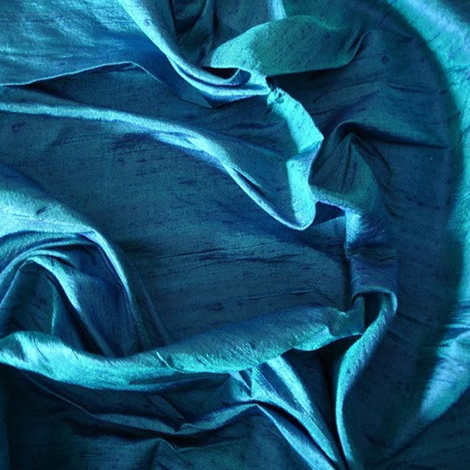 Blue And Turquoise 100 Percent Pure Silk Dupioni Fabric | Etsy