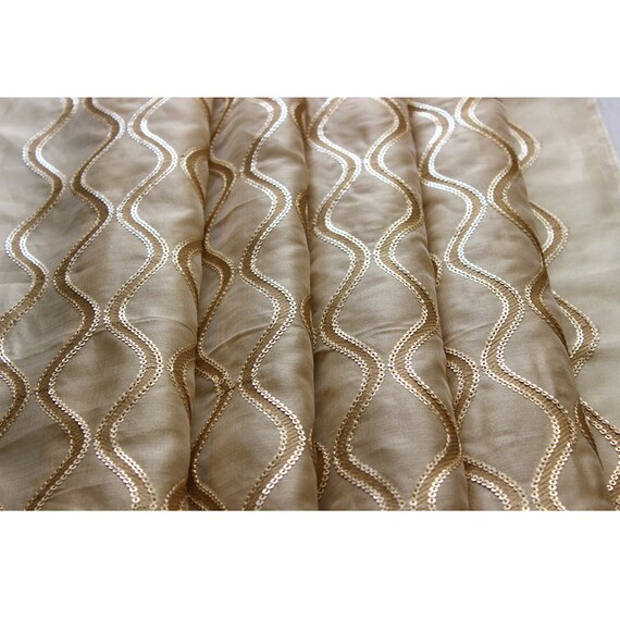 Sequins Scallop Stitch Embroidery Sheer Curtain Fabric Panels Etsy