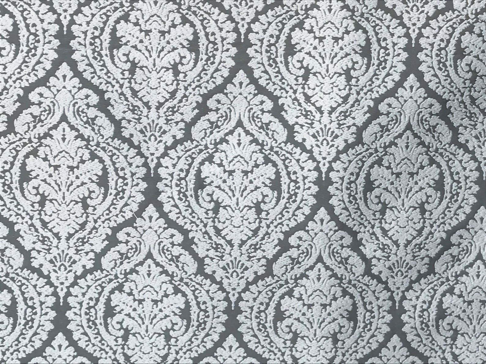 Gray and White Damask Curtain Fabric by the Yard Upholstery Etsy