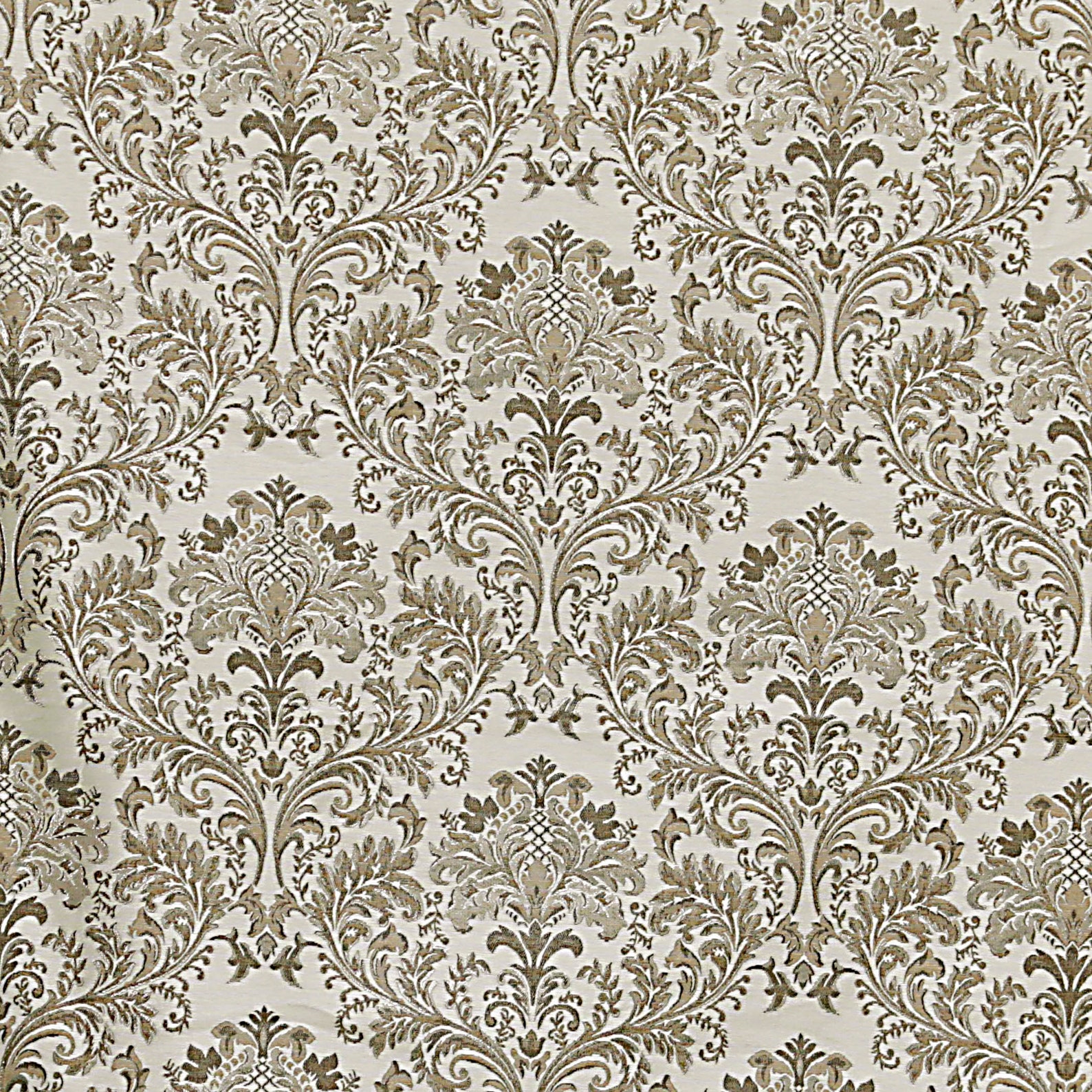 Brown & Silver Damask Fabric by the Yard Jacquard Fabric Etsy